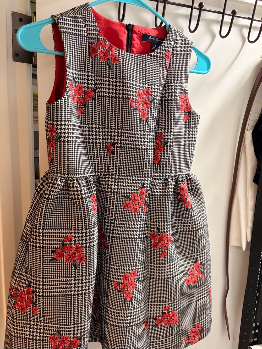 Brooks Brothers Girls Floral Jacquard and Houndstooth Dress